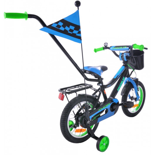 Detský bicykel 14 Fuzlu Thor čierno-modro-zelený lesklý