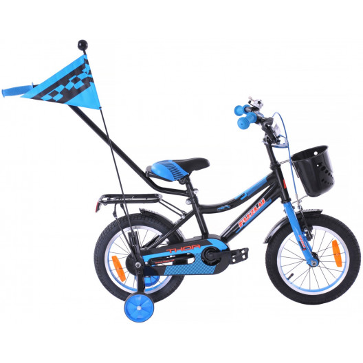 Detský bicykel 14" Fuzlu Thor čierno-červeno-modrý lesklý