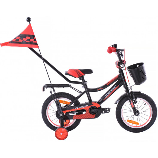 Detský bicykel 14" Fuzlu Thor čierno-červený lesklý