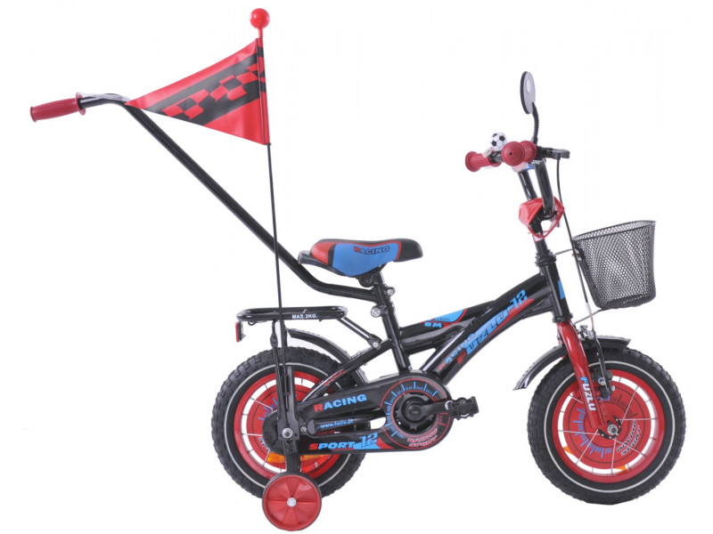 Detský bicykel 12" FUZLU RACING čierno-červeno modrý
