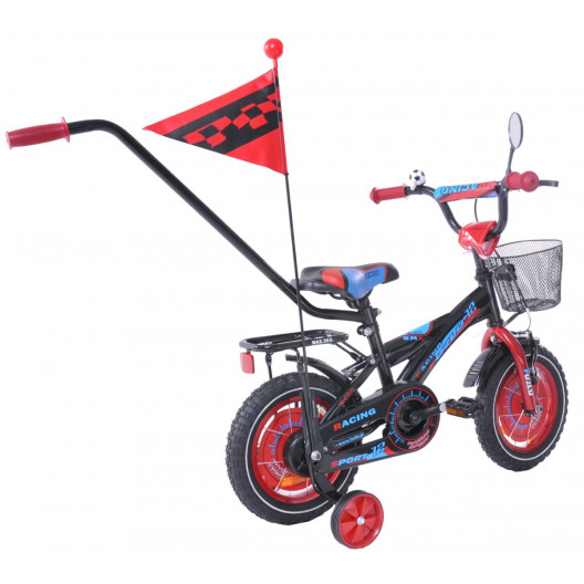 Detský bicykel 12" FUZLU RACING čierno-červeno modrý