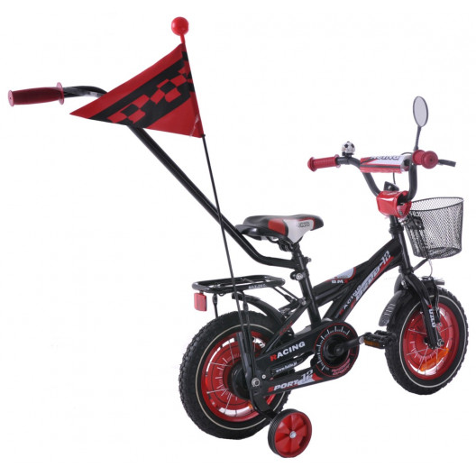 Detský bicykel 12" FUZLU RACING čierno-červený lesklý