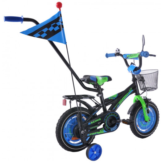 Detský bicykel 12" FUZLU RACING čierno-modro zelený 