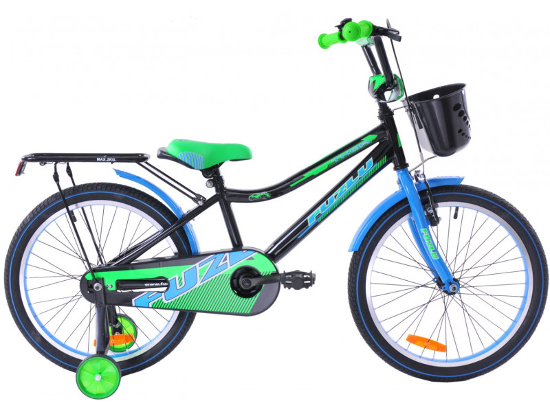 Detský bicykel 20" Fuzlu Thor čierno / modro / zelený lesklý