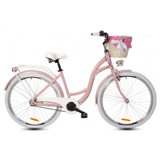 Dámsky mestský bicykel Goetze Style 28" 3prevodový hlinikový Pudrovo-ružová+ košík