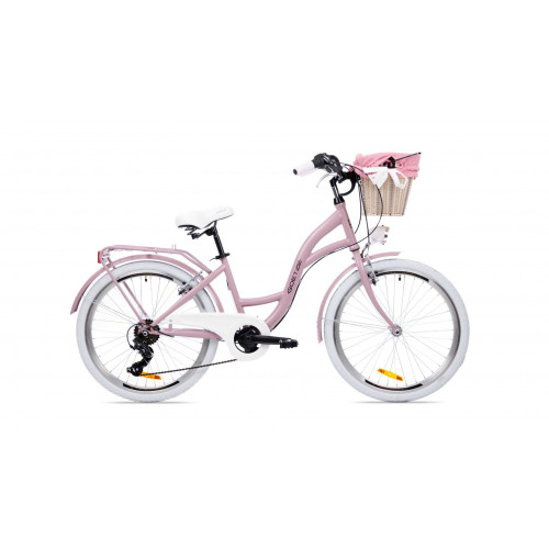 Detský Bicykel 24" Goetze Mood  6 Prevodový ružový biele kolesá+košík