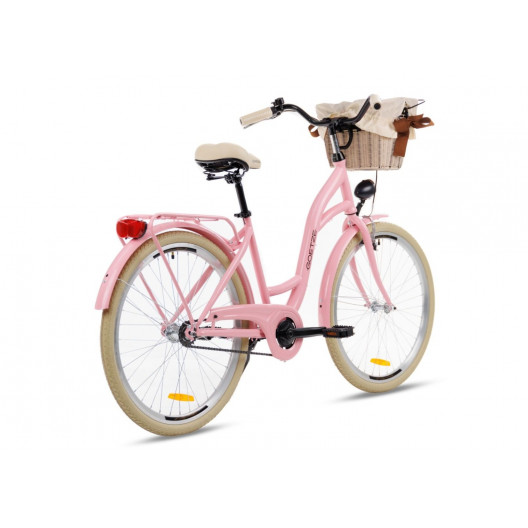 Retro Bicykel GOETZE COLOURS 26" 1 Prevodový Ružový Krémové kolesá+ košík