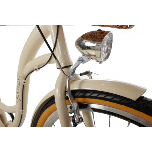 Dámsky mestský bicykel Goetze Style 28" 3prevodový hlinikový pieskový+ košík