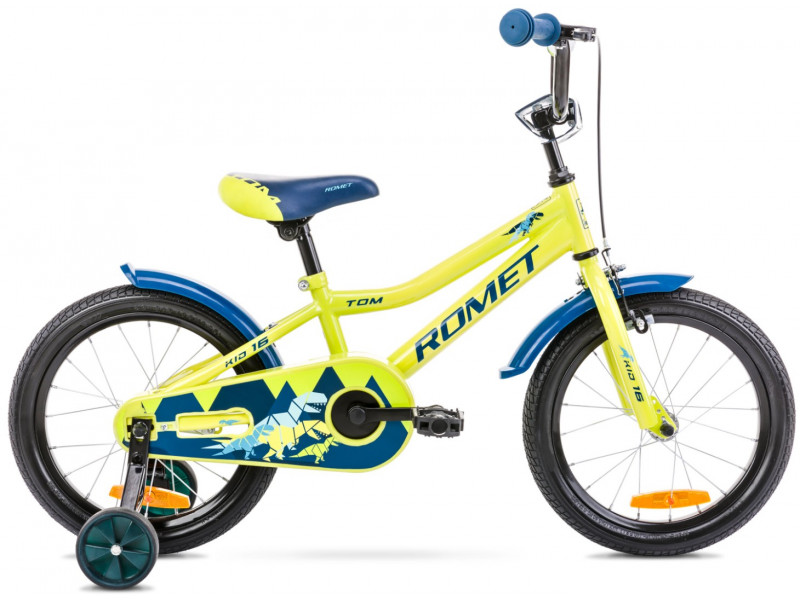 Detský bicykel 16" Romet Tom žlto/ modrý bicykel 