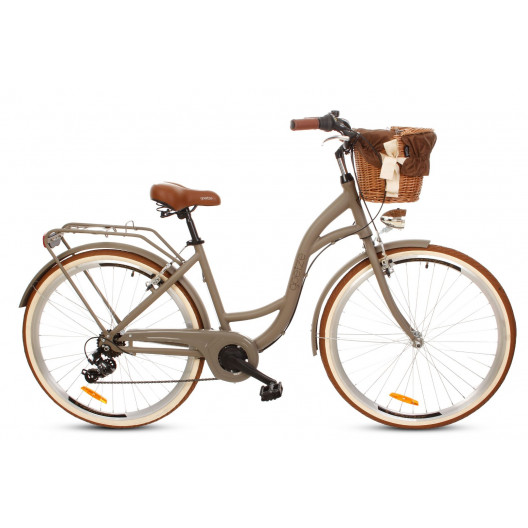 Retro Bicykel GOETZE HLINIKOVÝ 28" 7 prevodový Caffe latte+ košík