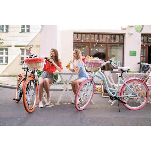 Dámsky mestský bicykel Goetze 28 mood 7b sivo bielo ružová matná+ košík