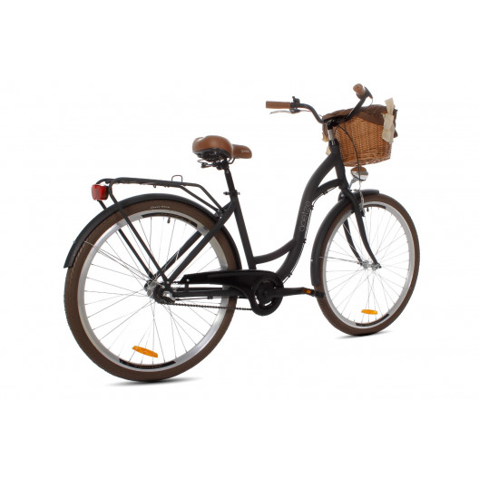 Dámsky mestský bicykel Goetze Style 28" 3 prevodový hlinikový čierno-hnedý matný+ košík grátis