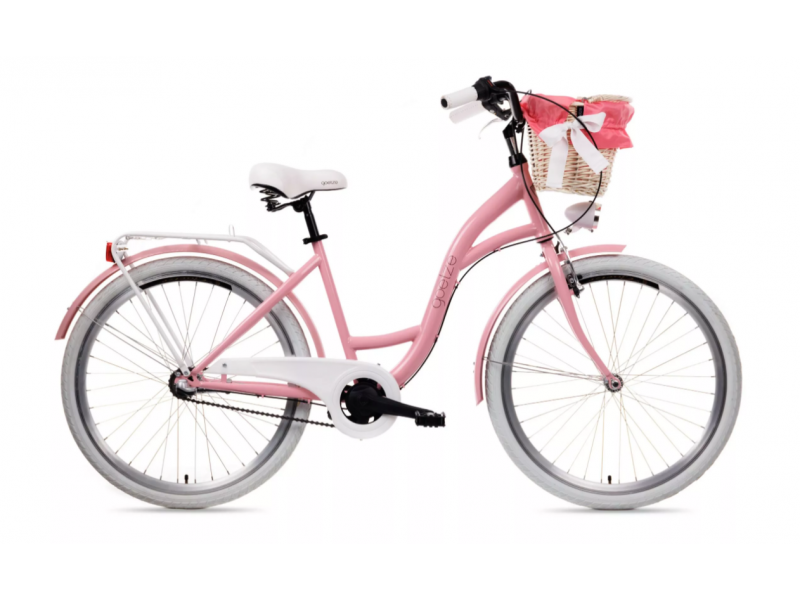 Retro Bicykel GOETZE Colours 26" 3 Prevodový ružový biele kolesá+košík