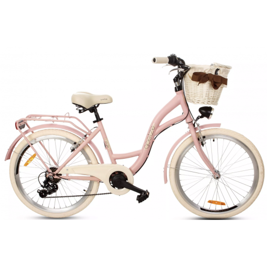 Retro Bicykel Goetze MOOD 26" 6 Prevodový Ružový matný +košík