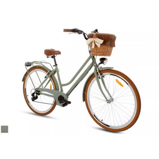 Retro Bicykel 28" GOETZE TOURING 7 prevodový olivový+košík