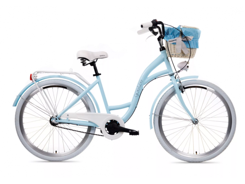 Retro Bicykel GOETZE Colours 26" 3 Prevodový  modro-biely+košík