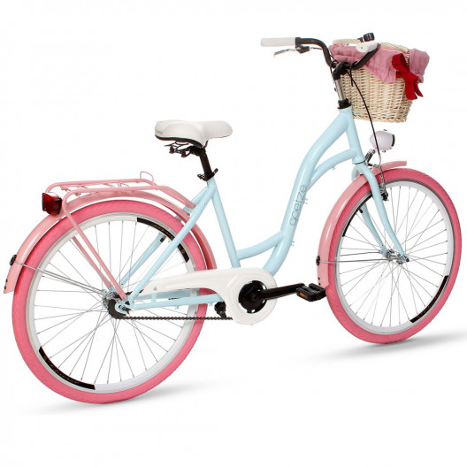 Retro Bicykel GOETZE COLOURS 26"/28" 1 Prevodový Modrý-ružové kolesá+košík
