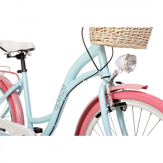 Retro Bicykel GOETZE COLOURS 26"/28" 1 Prevodový Modrý-ružové kolesá+košík