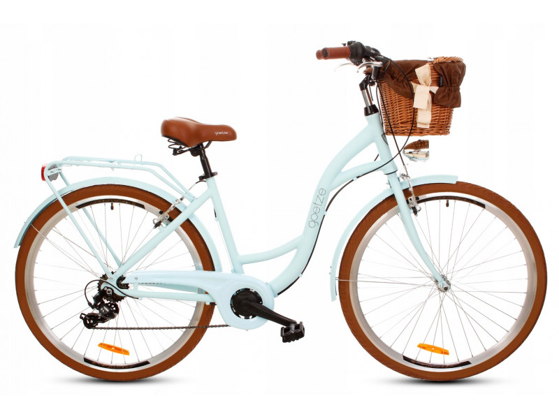 Retro Bicykel GOETZE MOOD 28" 7 prevodový Modro-hnedý+košík 