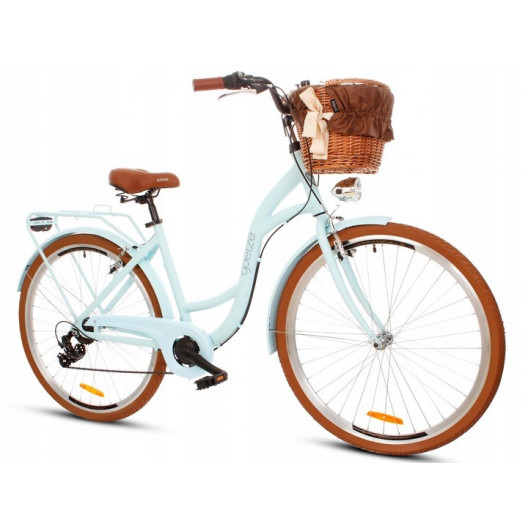 Retro Bicykel GOETZE MOOD 28" 7 prevodový Modro-hnedý+košík 