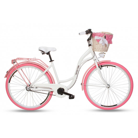 Retro Bicykel GOETZE COLOURS 28" 3 Prevodový bielo/ružový+košík 