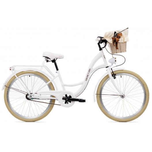 Detský Bicykel 24" Goetze STYLE 3 Prevodový biely+košík
