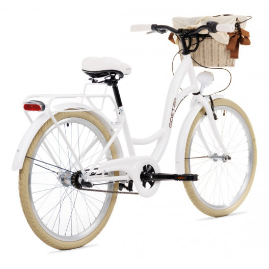 Detský Bicykel 24" Goetze STYLE 3 Prevodový biely+košík