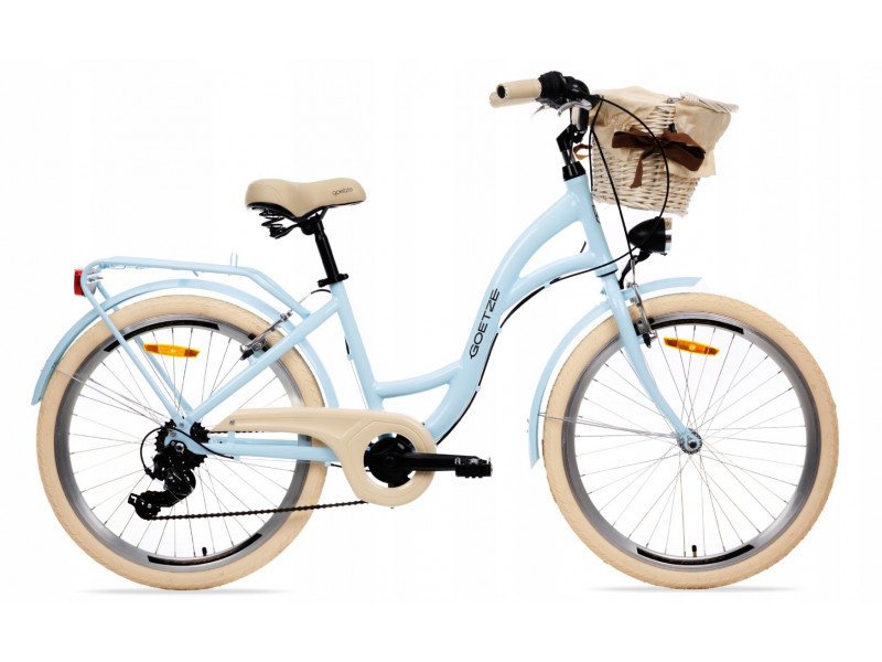 Detský Bicykel 24" Goetze Mood 6 Prevodový Modrý+košík