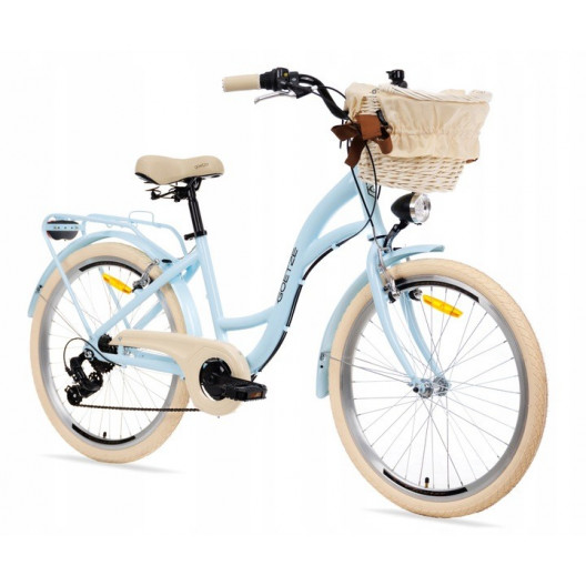 Detský Bicykel 24" Goetze Mood 6 Prevodový Modrý+košík