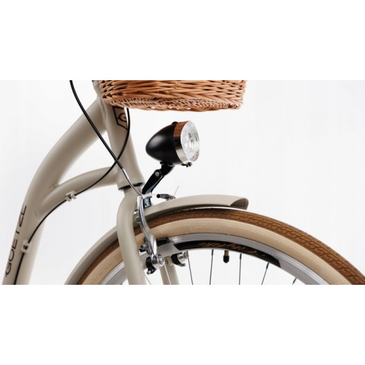 Dámsky mestský bicykel Goetze Style 28" 3prevodový hlinikový pieskový+ košík