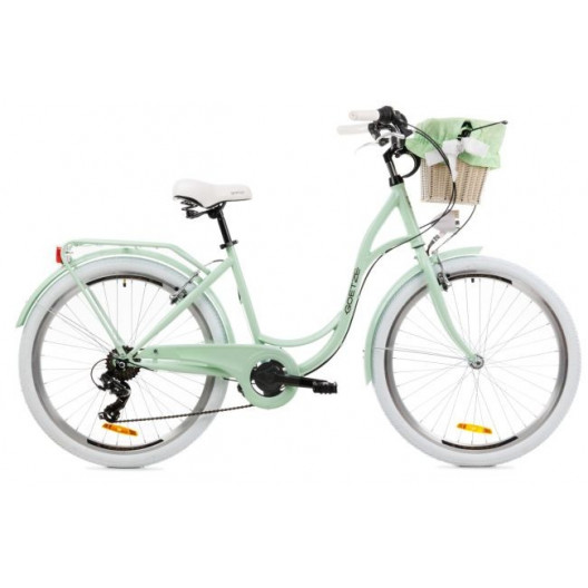 Detský Bicykel 24" Goetze Mood New Line  6 Prevodový mentolový +košík