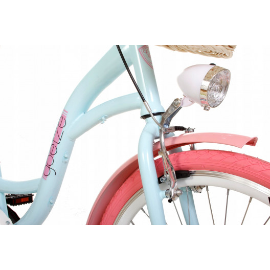 Detský Retro Bicykel 24" Goetze STYLE 1 Prevodový modro/ružový+ košík