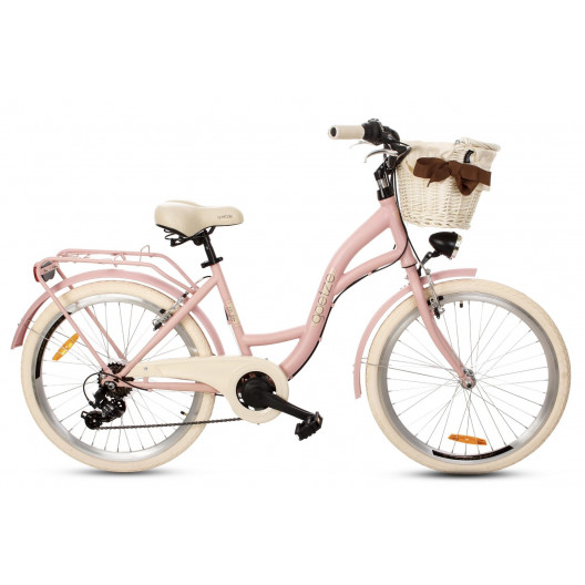 Detský Bicykel 24" Goetze Mood 6 Prevodový Ružový-Matný+košík
