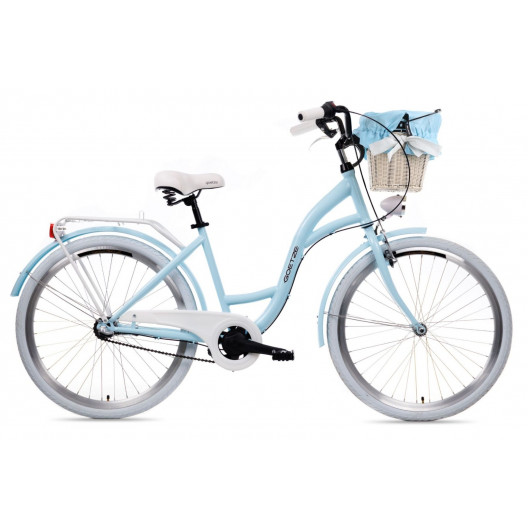Retro Bicykel GOETZE Colours 26" 3 Prevodový  modro-biely+košík