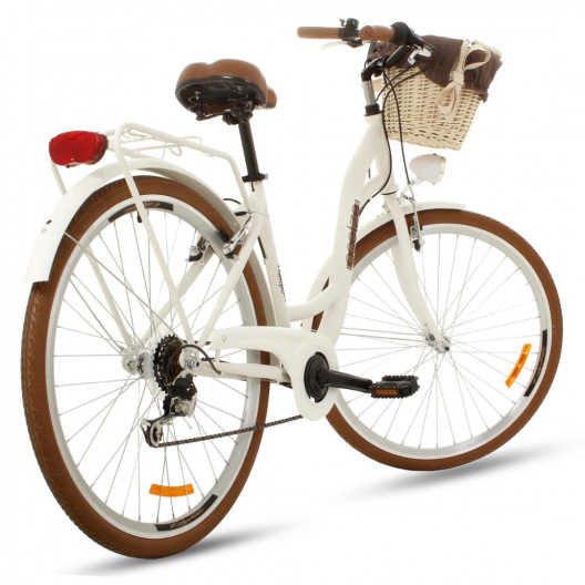 Retro Bicykel GOETZE MOOD 28" 7 prevodový Bielo-hnedý+košík