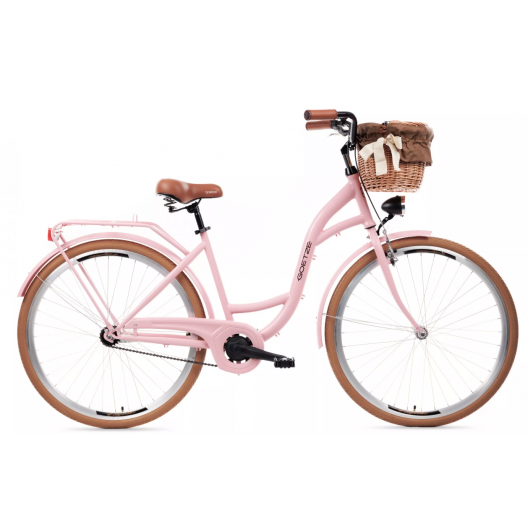 Retro Bicykel Goetze STYLE 28″ 1 prevodový ružovo-hnedý + košík