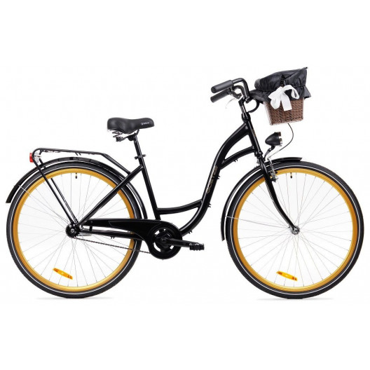 Retro Bicykel GOETZE STYLE 28" 1 Prevodový čierno/zlatý+Košík