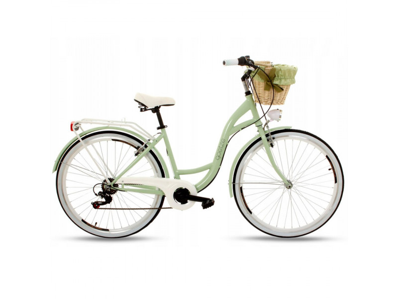 Retro Bicykel Goetze MOOD 28" 7 Prevodový pistáciový/biele kolesá+ košík