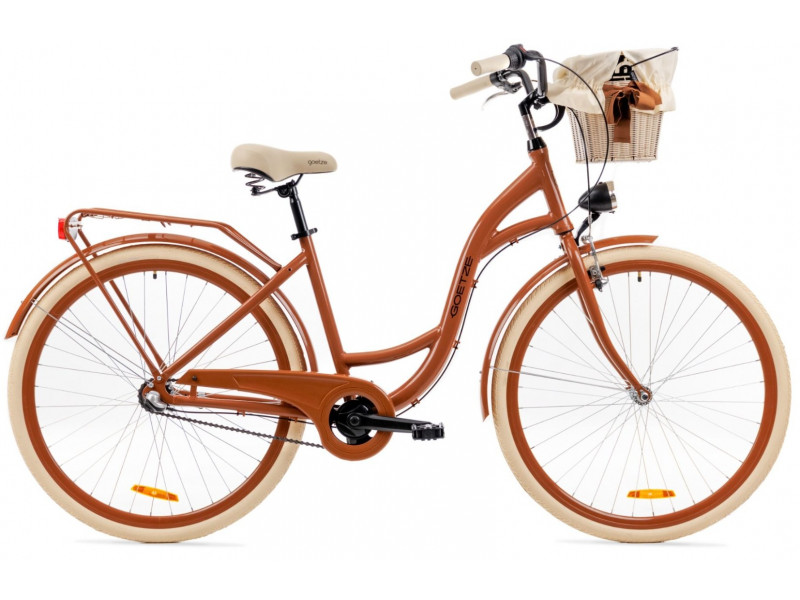 Retro Bicykel Goetze STYLE 28" 3 prevodový hlinikový hnedý+košík