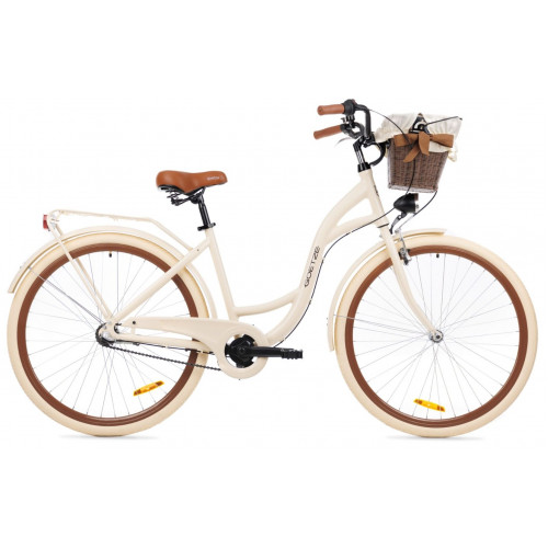 Retro Bicykel Goetze STYLE 28" 3 prevodový hlinikový krémovohnedý + košík