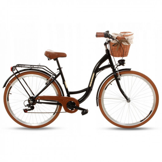 Retro Bicykel GOETZE MOOD 28" 7 prevodový Čierno-hnedý+košík