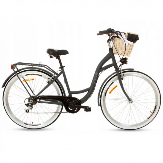 Retro Mestský Bicykel GOETZE MOOD 28" 7 prevodový Grafitový+košík