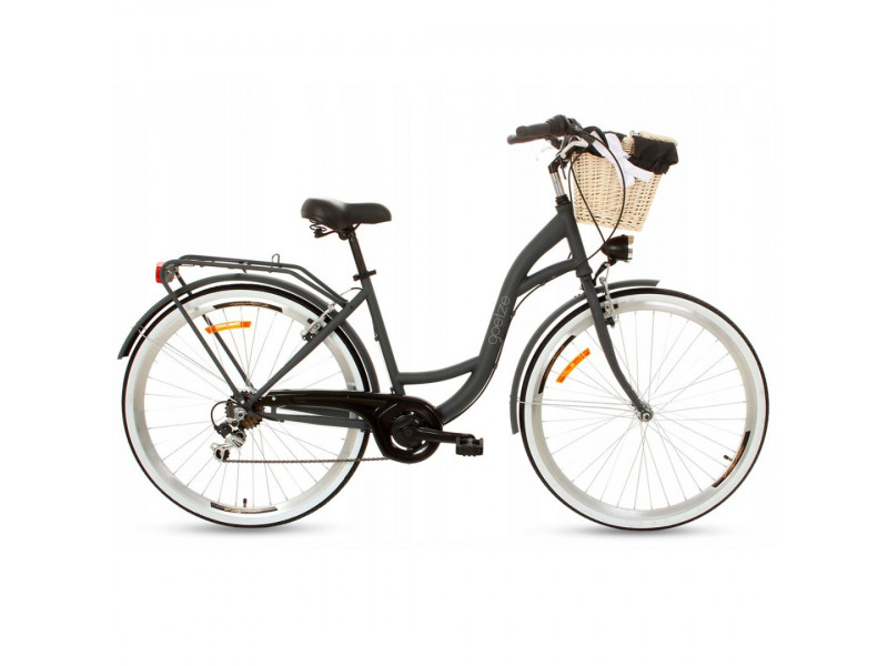 Retro Mestský Bicykel GOETZE MOOD 28" 7 prevodový Grafitový-biele kolesá+košík