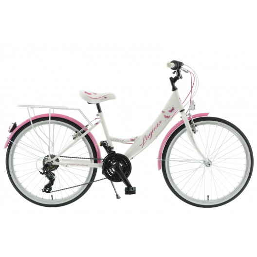 Detský bicykel KANDS LAGUNA GIULIETTA 24" Bielo-ružový