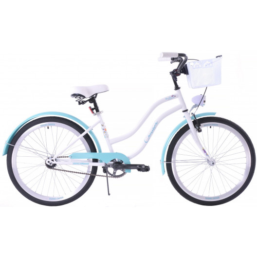 Detský mestský bicykel 24" Kozbike CRUISER bella bielo-modrý (S1-K21)