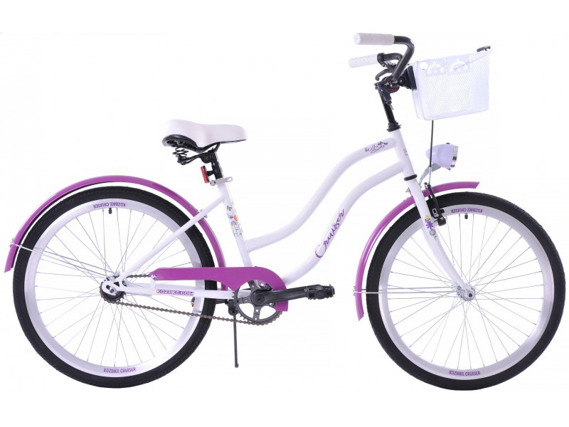 Detský mestský bicykel 24"  Kozbike CRUISER bella fialovo-biely (S1-K36)