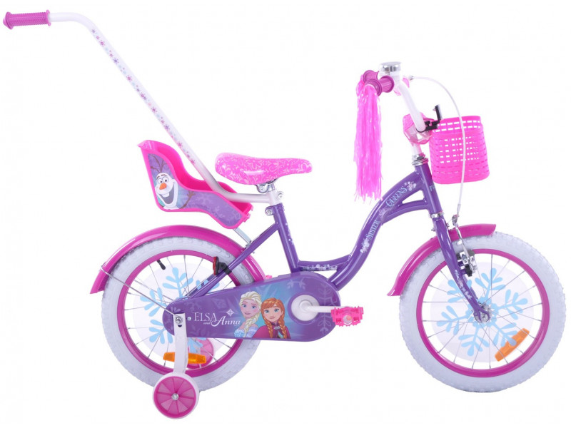 Detský bicykel 16" ľadová krajina FROZEN Elsa a Anna fialový