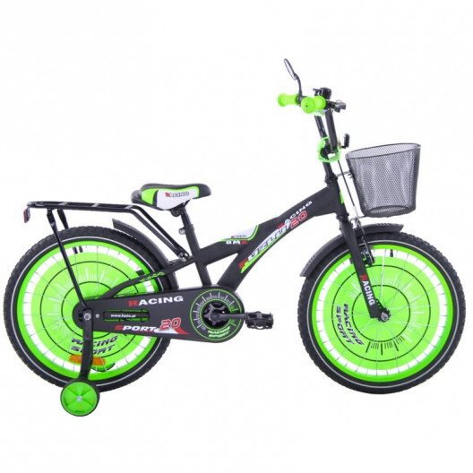 Detský Bicykel 20" Racing sport čierna matná zelená