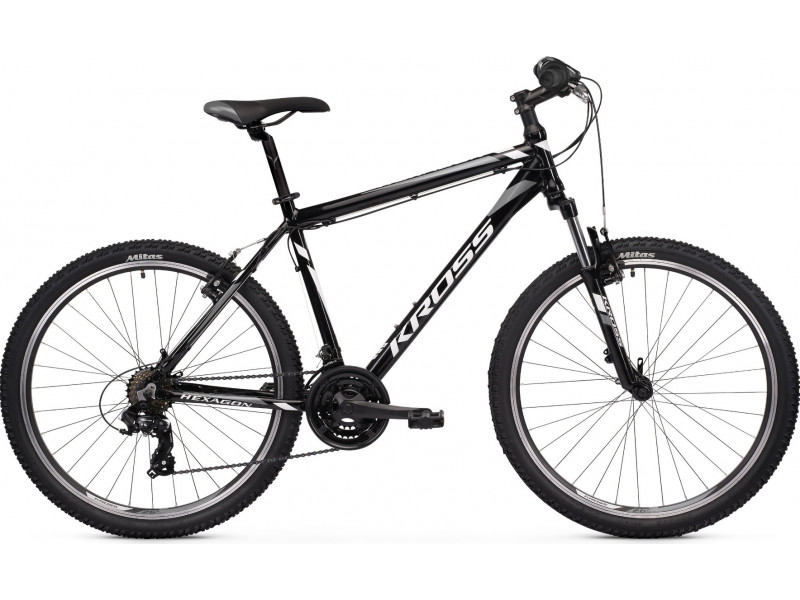 Bicykel KROSS HEXAGON 26" S17" čierno-biely / grafitový matný