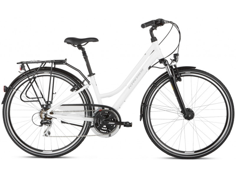Kross Trans bicykel 3.0 28 M 19" biely / Sivý lesklý 